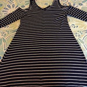 Cold shoulder Blue and white striped dress